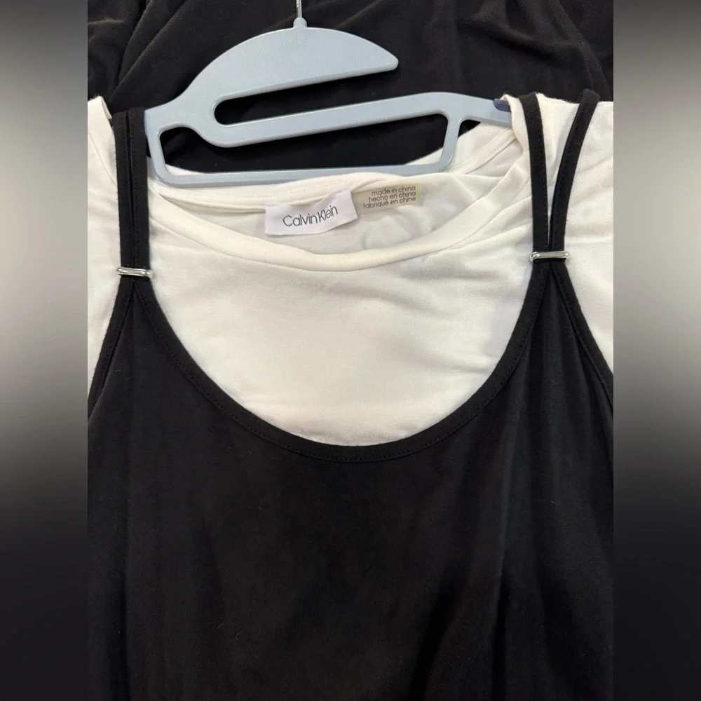 @josie0121 ☺️☺️Calvin Klein Elegant Black and White Layered Dress - Picture 3 of 4